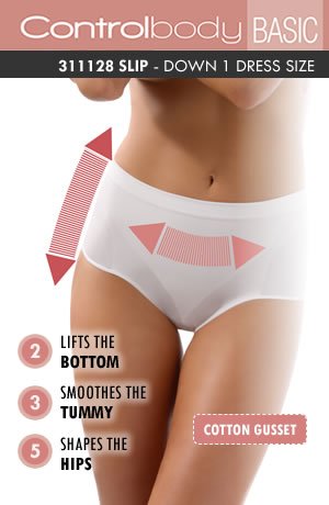 Control Body 311128 Shaping Brief Bianco - LittleTay Control Body