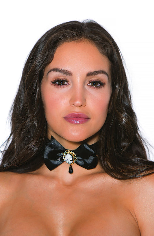 Shirley of Hollywood 970 Choker Ribbon Bow Cameo Black - LittleTay Shirley of Hollywood