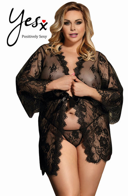 YesX YX827Q Robe Set Black - Up to 6XL