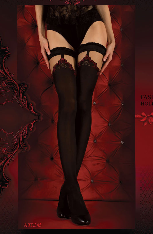 Ballerina 345 Hold Ups Nero (Black) / Red - LittleTay Ballerina