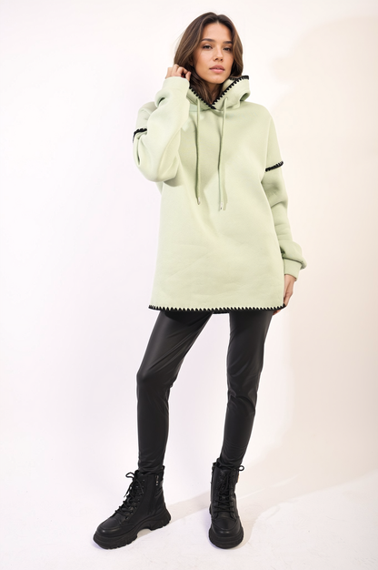 MINT / S/M Blanket Stich Knitted Hoodie Jumpers & Cardigans - LittleTay Moda