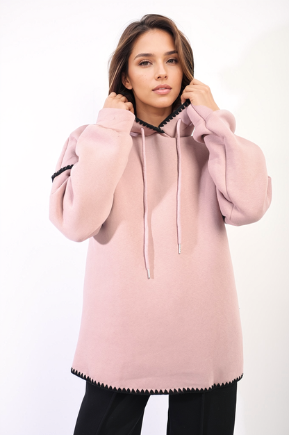 pink / M/L Blanket Stich Knitted Hoodie Jumpers & Cardigans - LittleTay Moda