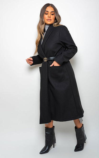 Wrap Belted Long Coat - LittleTay