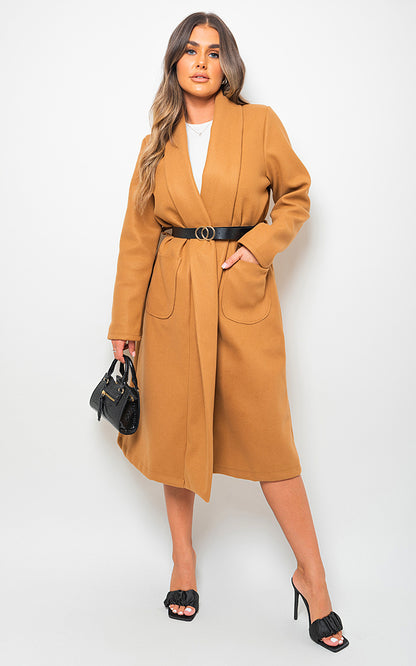 Wrap Belted Long Coat - LittleTay