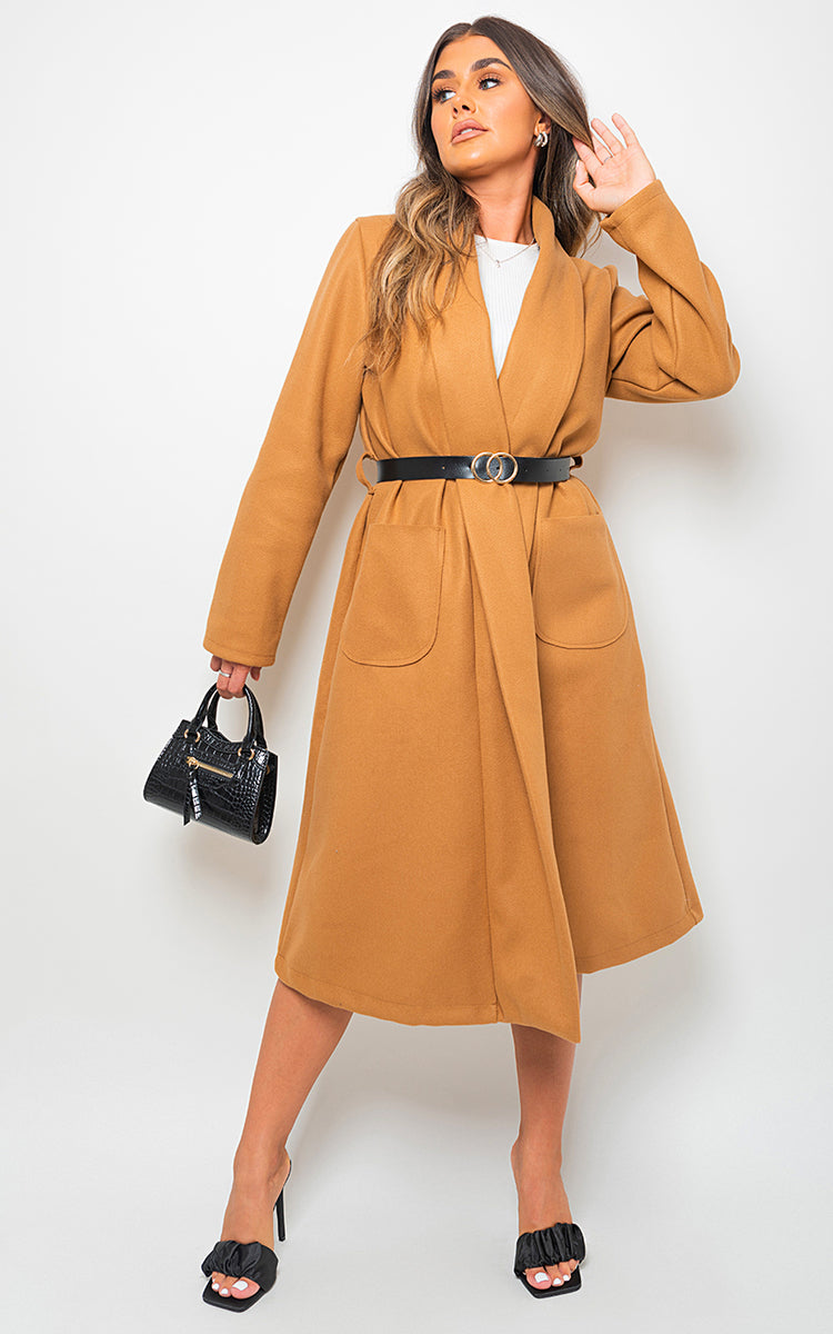 Wrap Belted Long Coat - LittleTay