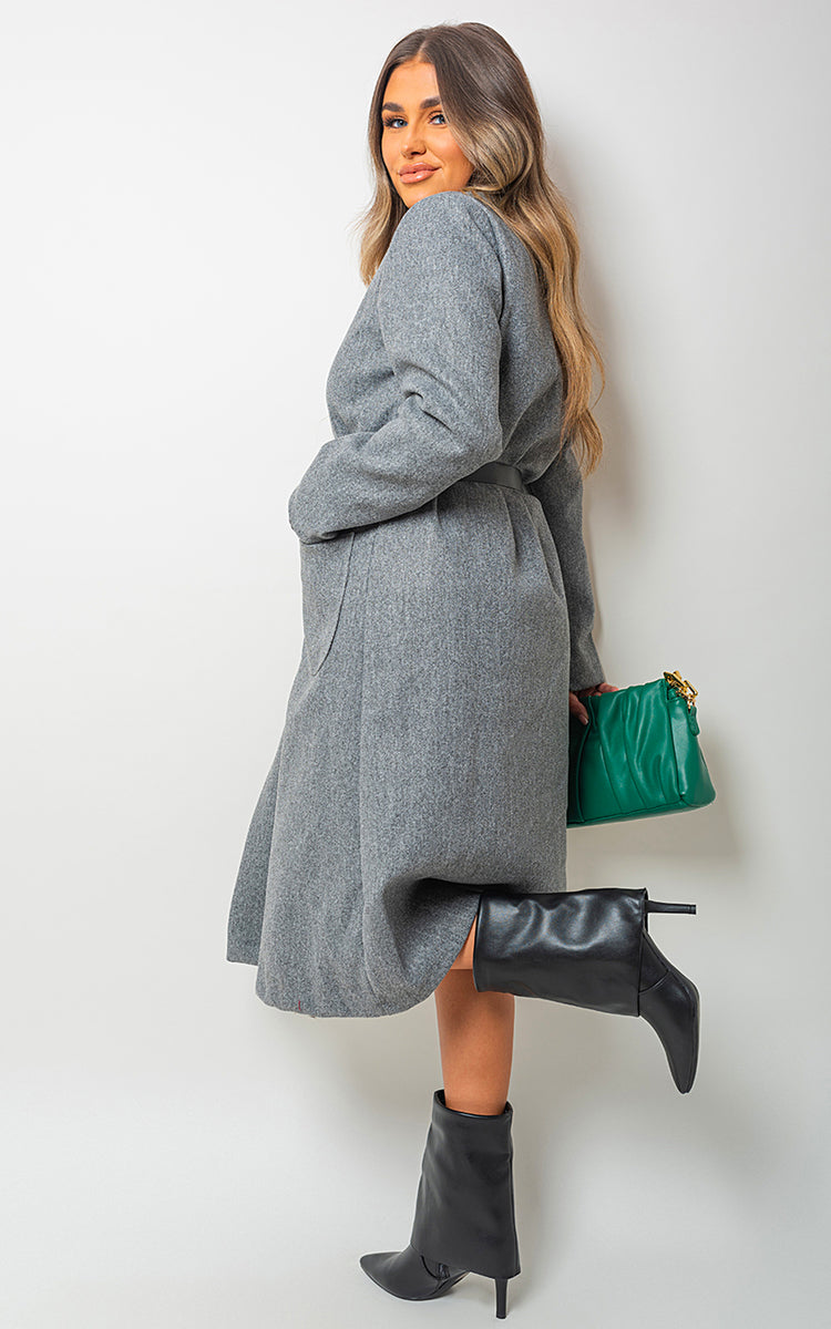 Wrap Belted Long Coat - LittleTay