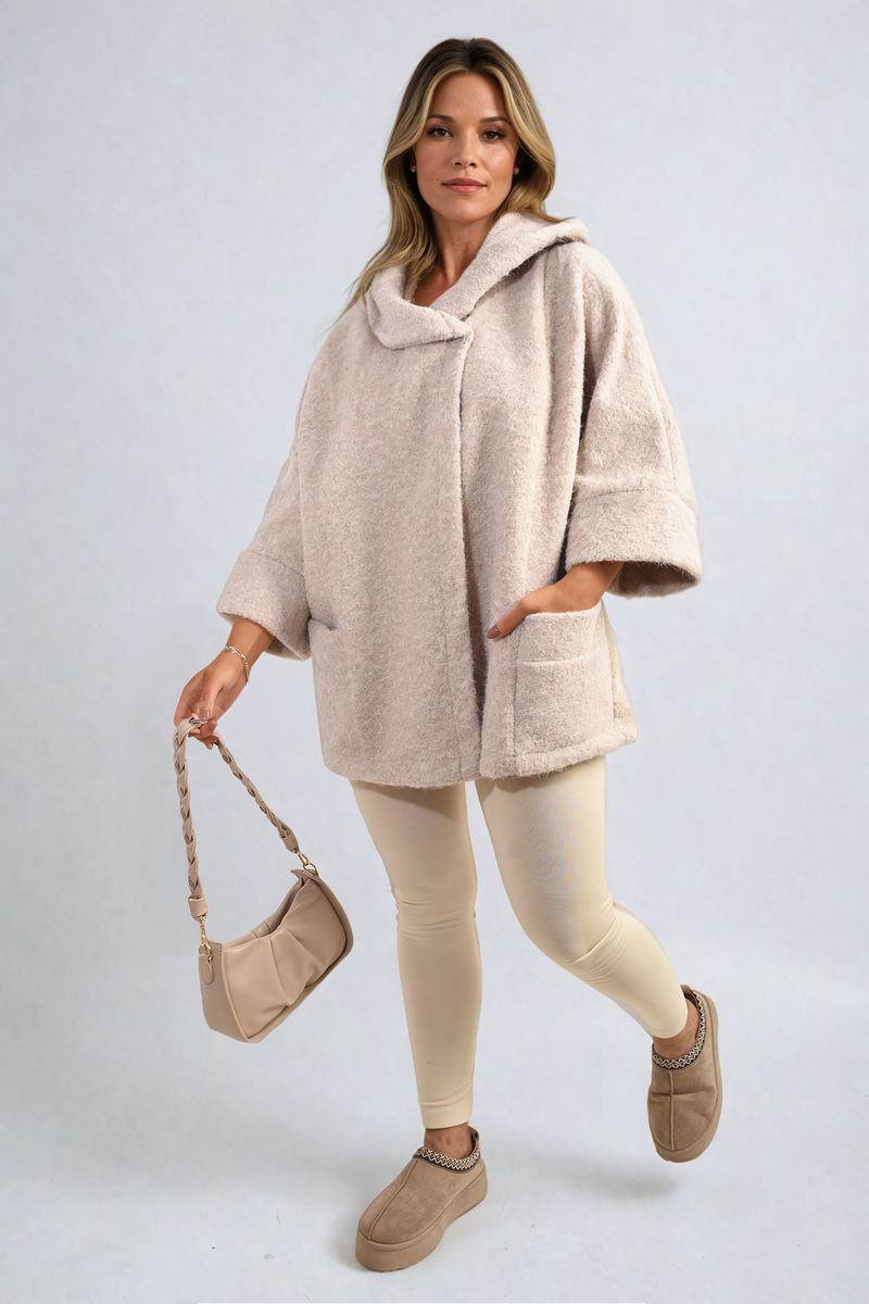 Cowl Neck Oversized Cape Jacket