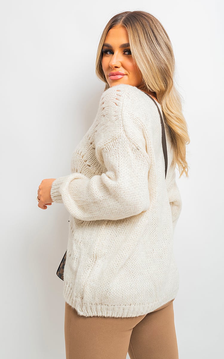 V Neck Long Sleeve Knitted Jumper