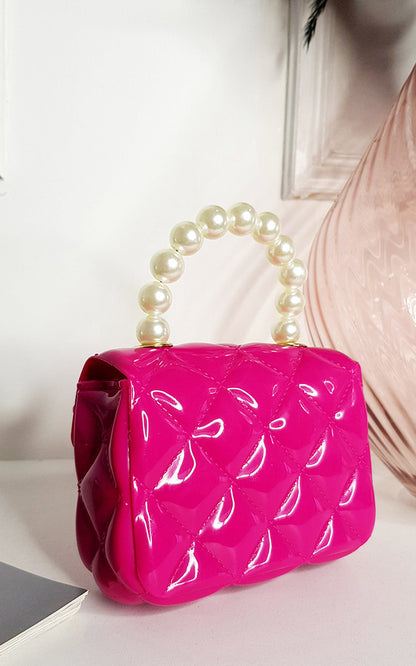 Fold Over bag with Pearl Handle