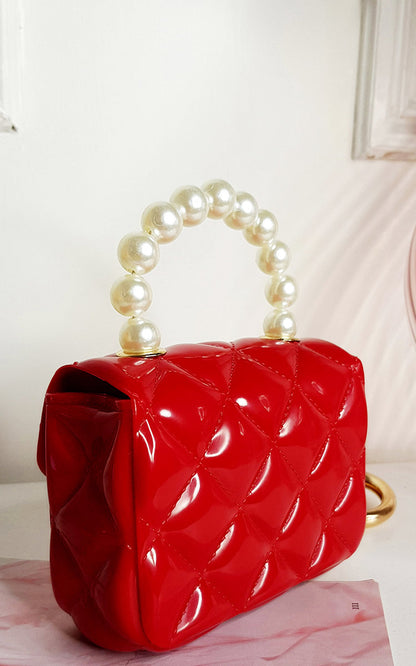 Fold Over bag with Pearl Handle