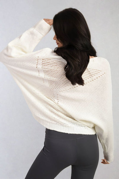 Crew Neck Back Patterned Knitted Jumper