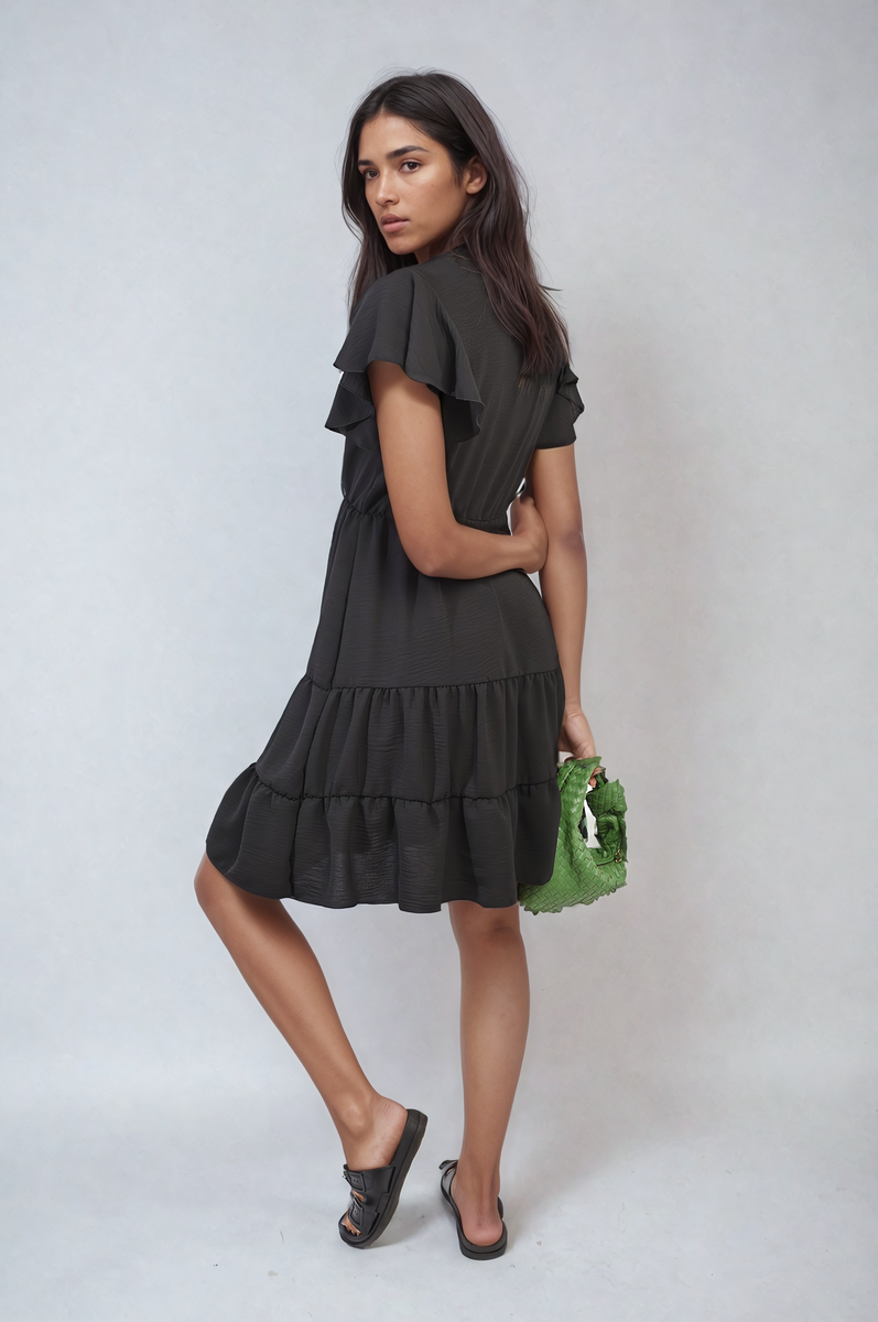 Ruffle Sleeve Tiered Mini Dress