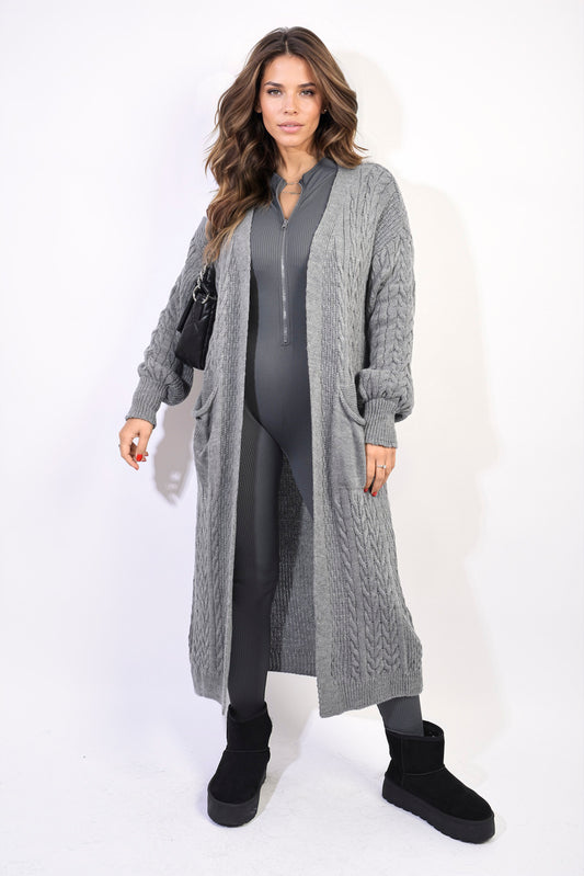 Front Open Long Knitted Cardigan with Front Pockets Jumpers & Cardigans - LittleTay Moda Dropship