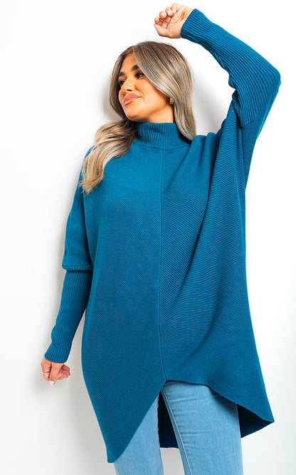 Turtle Neck Longline Knitted Jumper