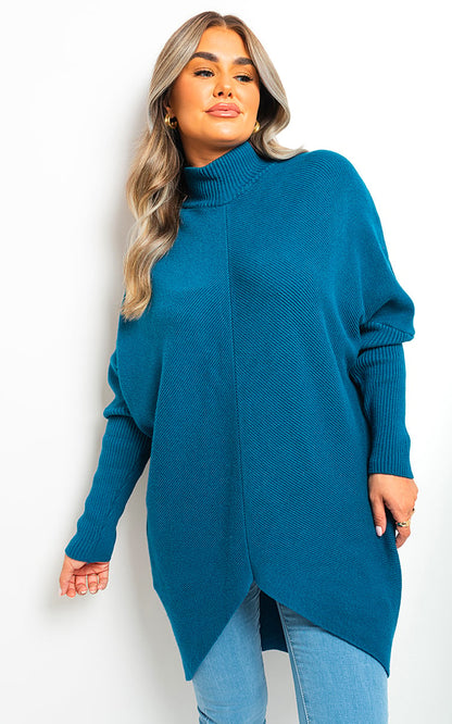 Turtle Neck Longline Knitted Jumper