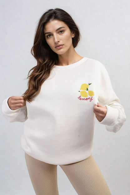 Lemon Graphic Long Sleeve Knitted Jumper