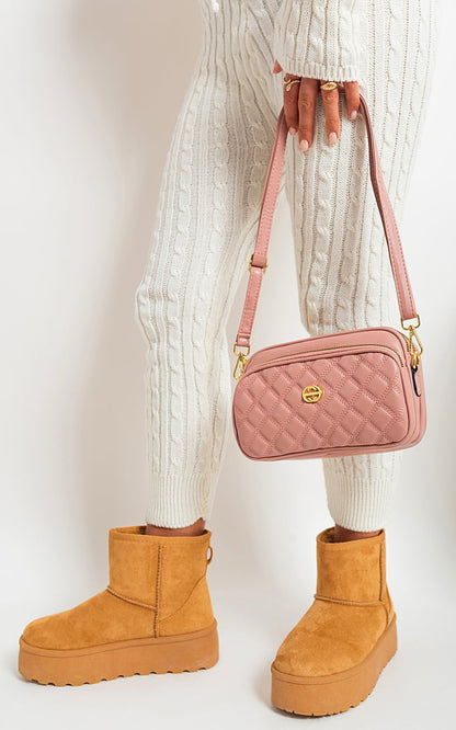 Quilted 3-layer Zipper Handbag