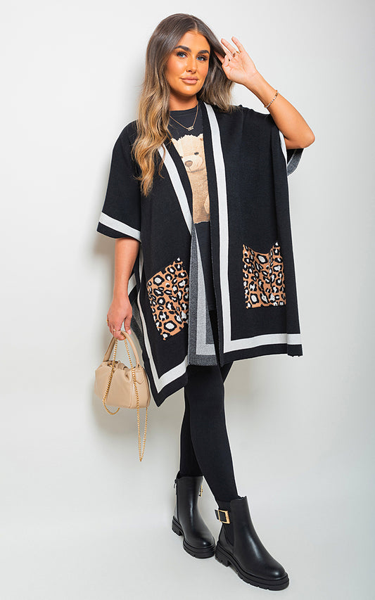 Leopard Pocket Wrap Knitted Cardigan Jumpers & Cardigans - LittleTay Moda