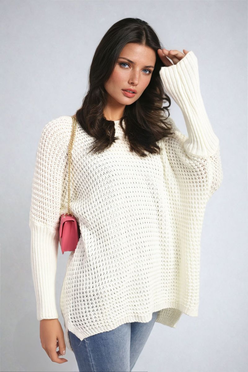 Long Back Knitted Long Sleeve Jumper