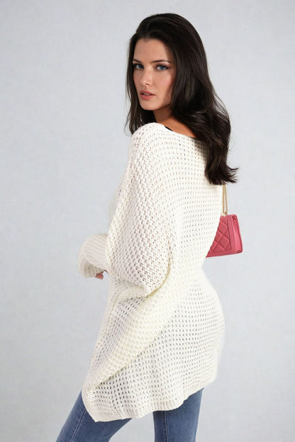 Long Back Knitted Long Sleeve Jumper