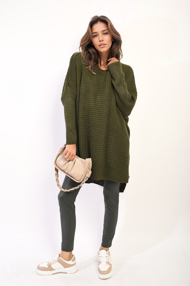 Oversized Chunky Knitted Jumper - LittleTay KHAKI / M/L Moda Dropship Jumpers & Cardigans