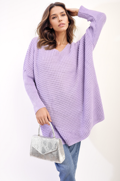 Oversized Chunky Knitted Jumper - LittleTay LILAC / M/L Moda Dropship Jumpers & Cardigans