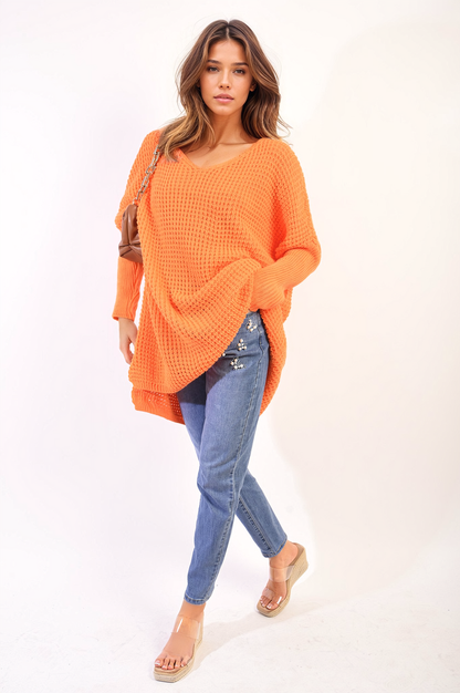 Oversized Chunky Knitted Jumper - LittleTay orange / M/L Moda Dropship Jumpers & Cardigans