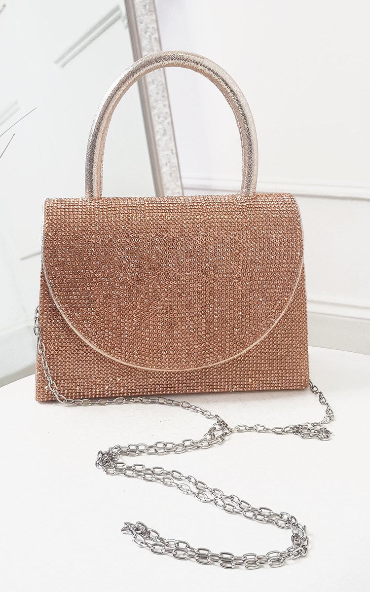 Champagne / 1SZE Diamante Embellished Handbag Handbag - LittleTay Moda Dropship