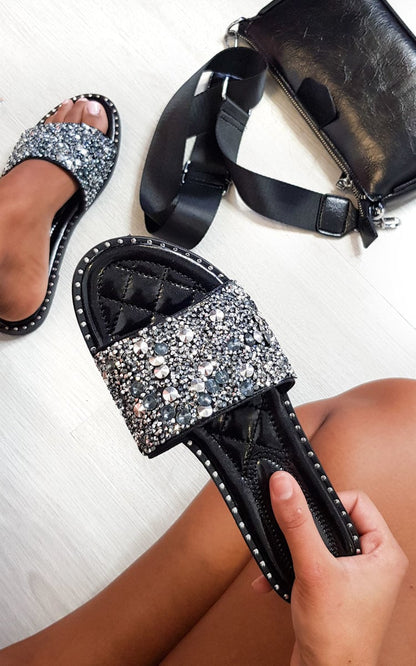 Embellished Slip On Sandals Shoes - LittleTay Moda Dropship