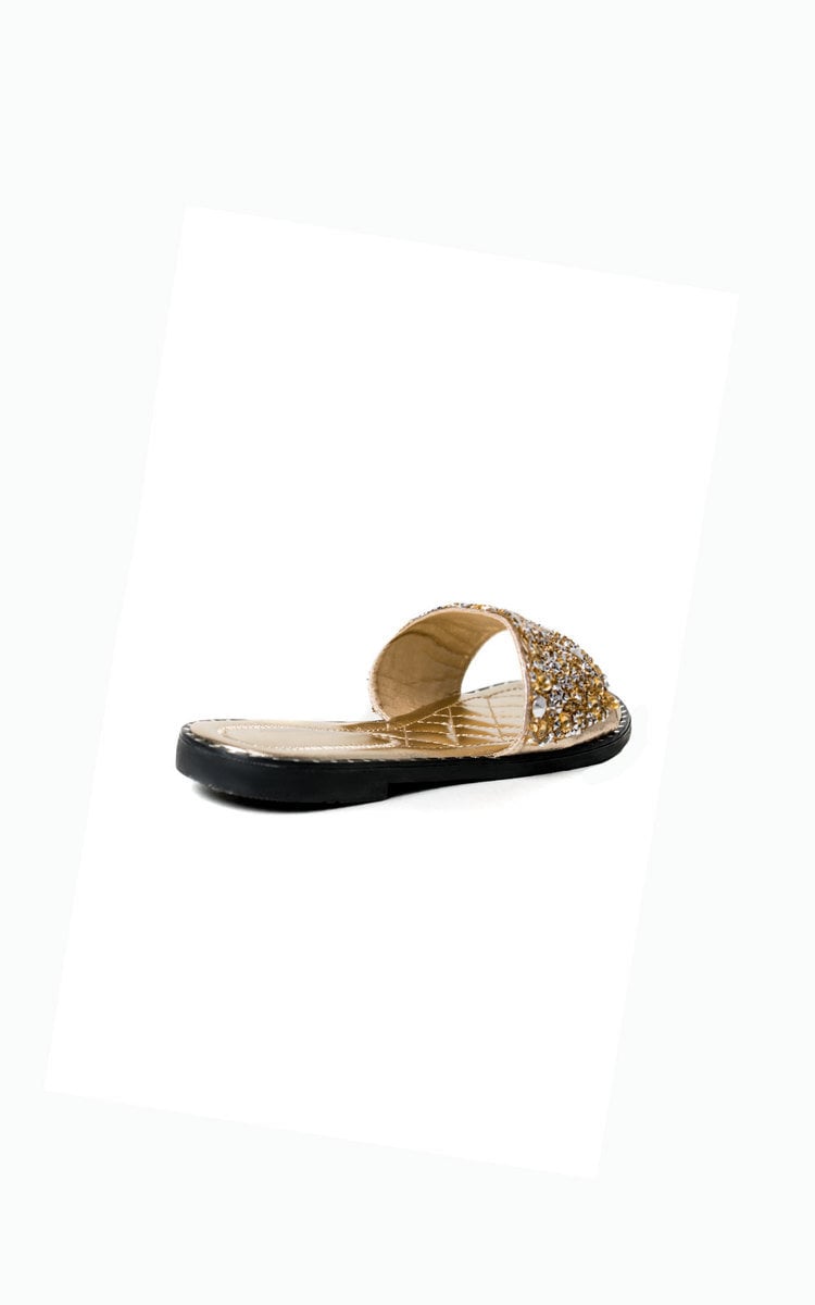 Gold / 8 Embellished Slip On Sandals Shoes - LittleTay Moda Dropship