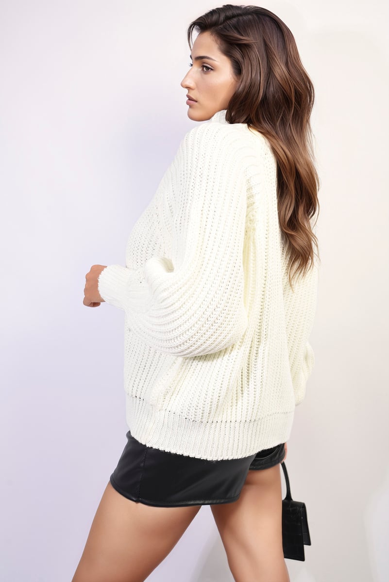 Oversized Chunky High Neck Knitted Jumper - LittleTay Moda Dropship Jumpers & Cardigans