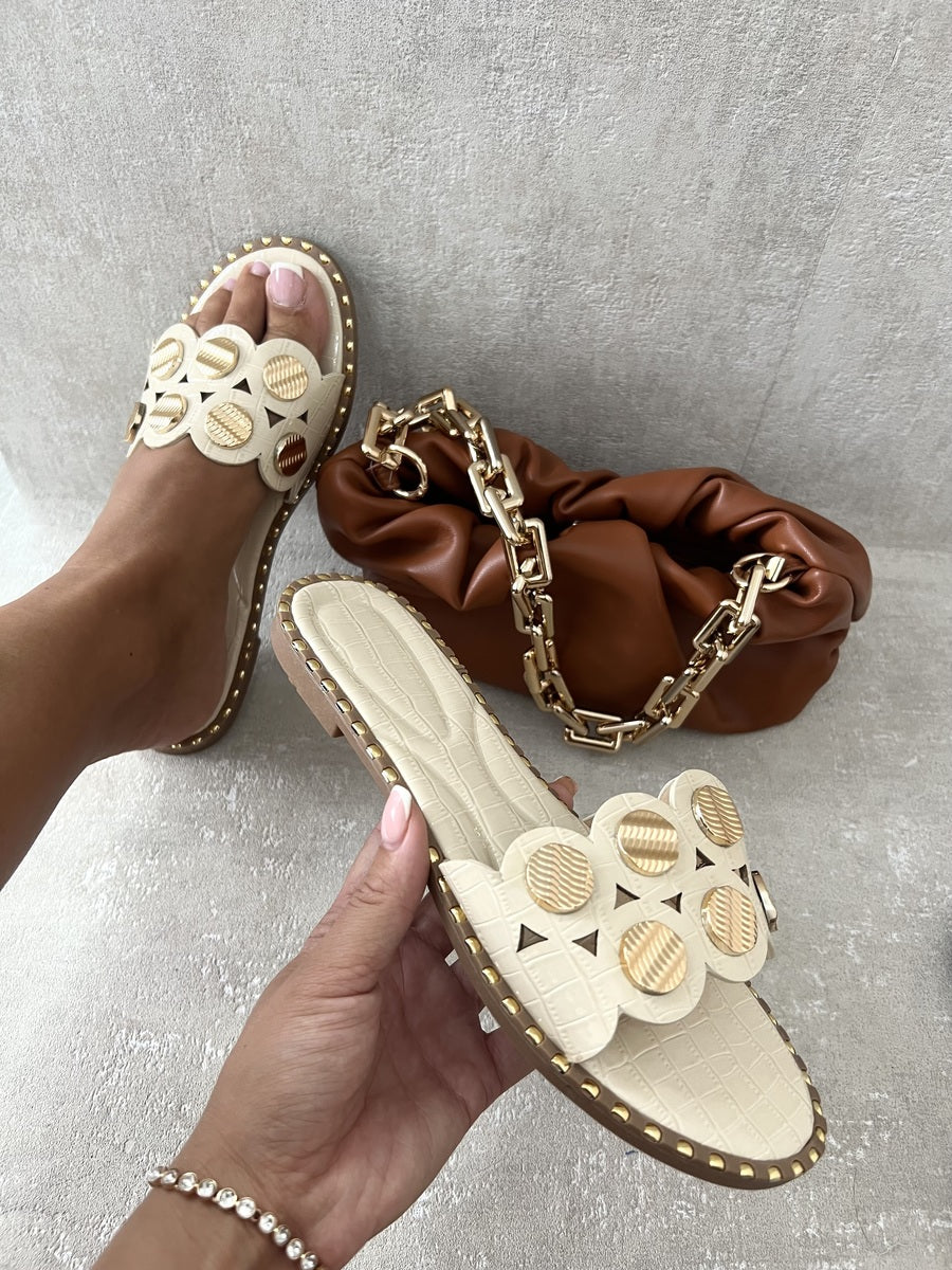 Studded Strap Flat Sandals - LittleTay Moda Shoes